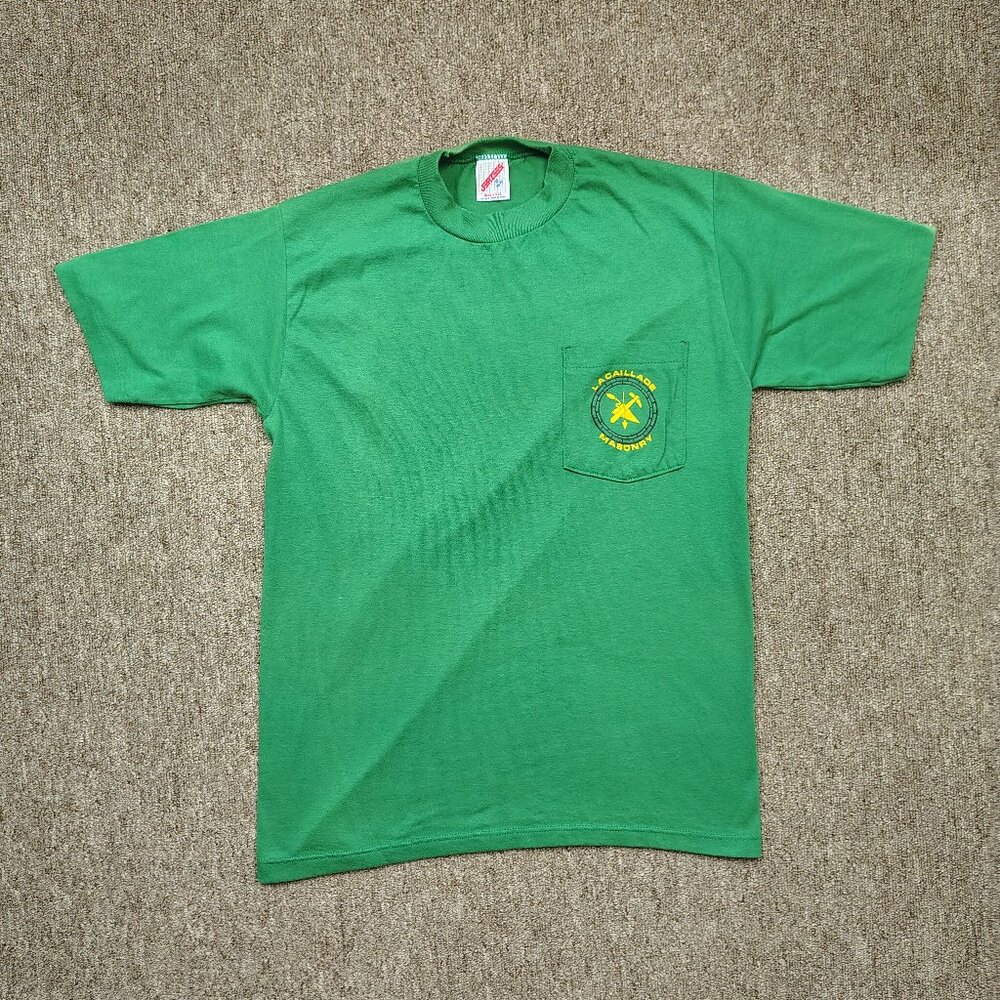 Jerzees Vibrant Green Tee with Pocket Design